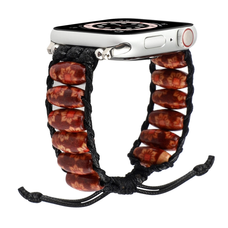 Wooden Bead Watchband For Apple Watch Series, 7 41mm / 6&SE&5&4 40mm / 3&2&1 38mm, 7 45mm / 6&SE&5&4 44mm / 3&2&1 42mm