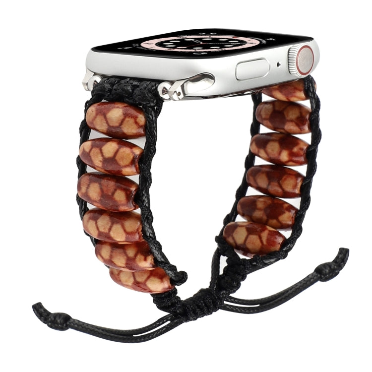 Wooden Bead Watchband For Apple Watch Series, 7 41mm / 6&SE&5&4 40mm / 3&2&1 38mm, 7 45mm / 6&SE&5&4 44mm / 3&2&1 42mm