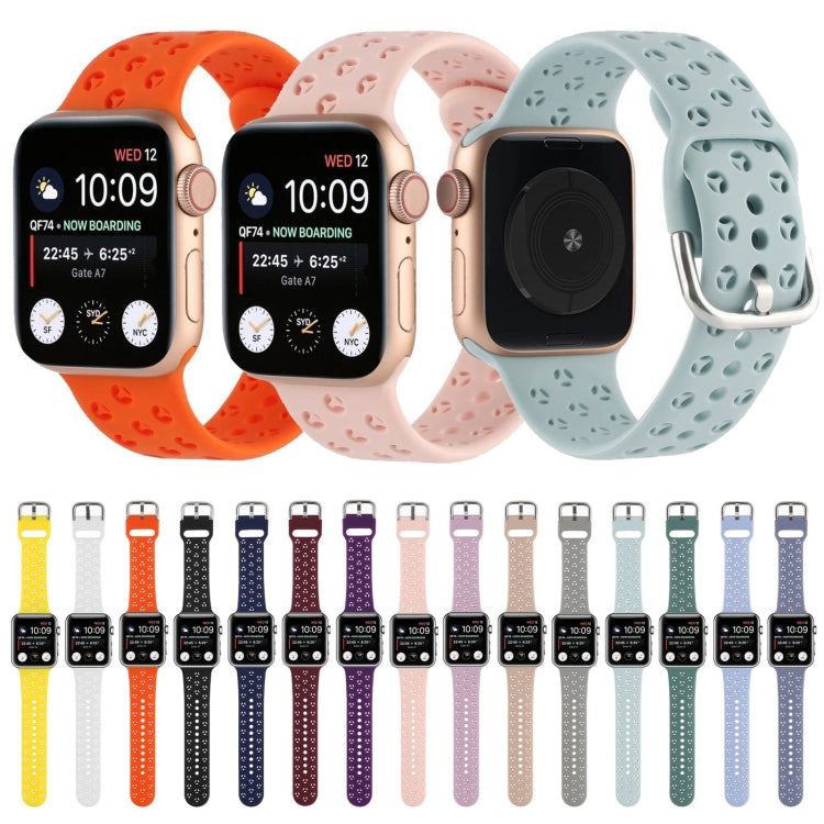 Hollow Out Silicone Watchband For Apple Watch Series, 7 45mm / 6&SE&5&4 44mm / 3&2&1 42mm