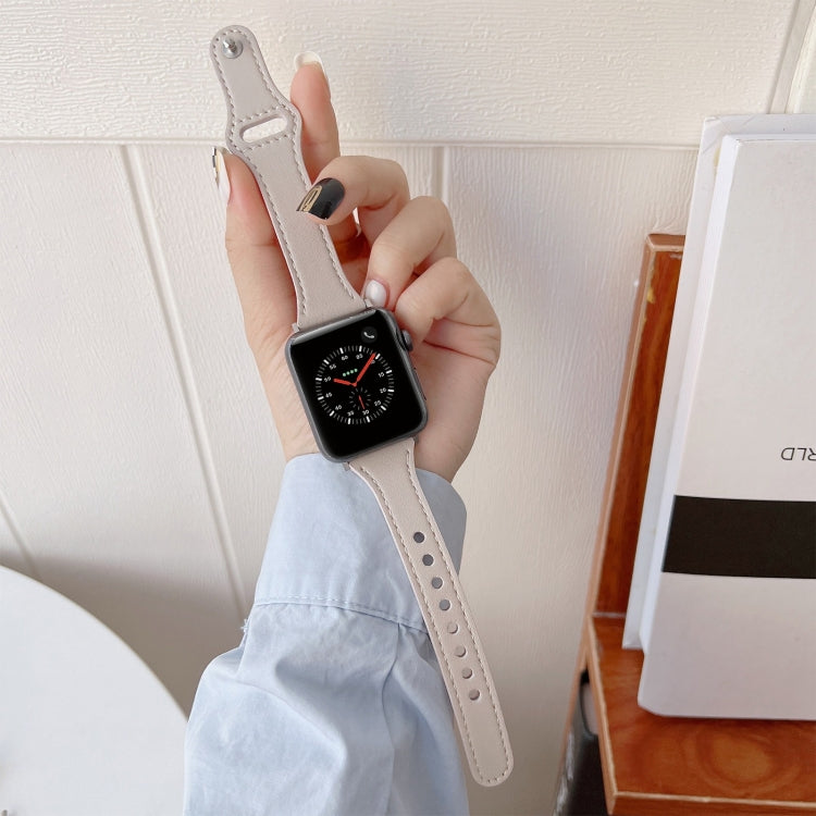 Flat Texture Leather Watchband For Apple Watch Series, 7 41mm / 6&SE&5&4 40mm / 3&2&1 38mm, 7 45mm / 6&SE&5&4 44mm / 3&2&1 42mm