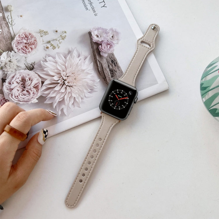 Flat Texture Leather Watchband For Apple Watch Series, 7 41mm / 6&SE&5&4 40mm / 3&2&1 38mm, 7 45mm / 6&SE&5&4 44mm / 3&2&1 42mm