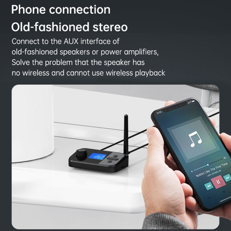 Adaptateur récepteur/émetteur audio Bluetooth 5.0 3 en 1 à fibre optique C41 avec écran LCD