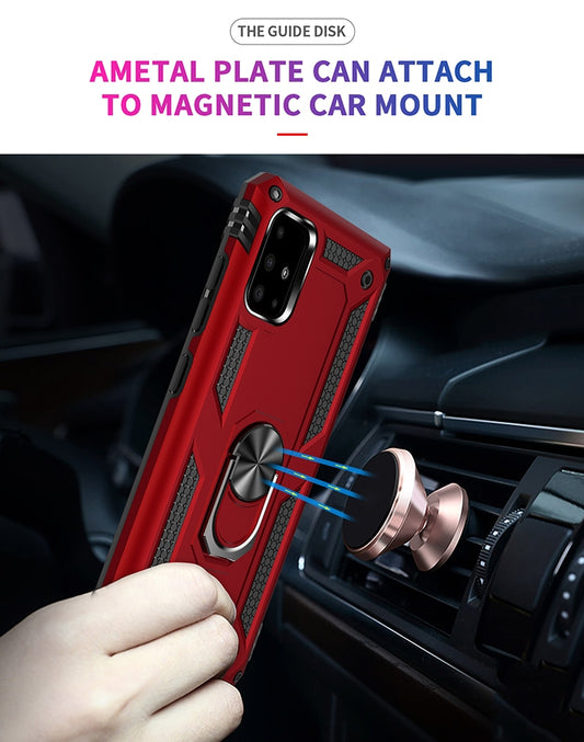 TPU PC hybrid protective case Samsung Galaxy A71 phone mounted in stand