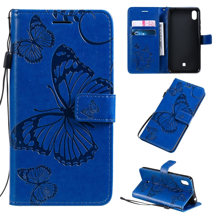 Pressed Printing Butterfly Pattern Horizontal Flip PU Leather Case with Holder & Card Slots & Wallet & Lanyard, For LG K20, For LG K30, For LG K40s