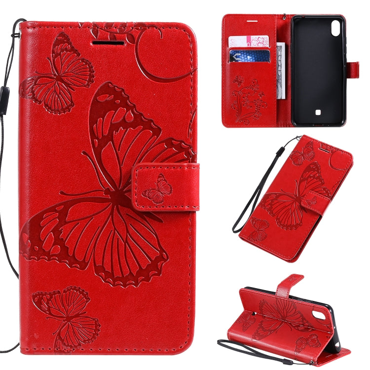 Pressed Printing Butterfly Pattern Horizontal Flip PU Leather Case with Holder & Card Slots & Wallet & Lanyard, For LG K20, For LG K30, For LG K40s