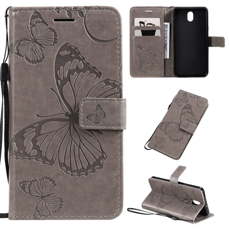 Pressed Printing Butterfly Pattern Horizontal Flip PU Leather Case with Holder & Card Slots & Wallet & Lanyard, For LG K20, For LG K30, For LG K40s