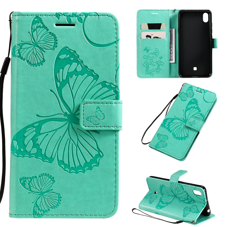 Pressed Printing Butterfly Pattern Horizontal Flip PU Leather Case with Holder & Card Slots & Wallet & Lanyard, For LG K20, For LG K30, For LG K40s