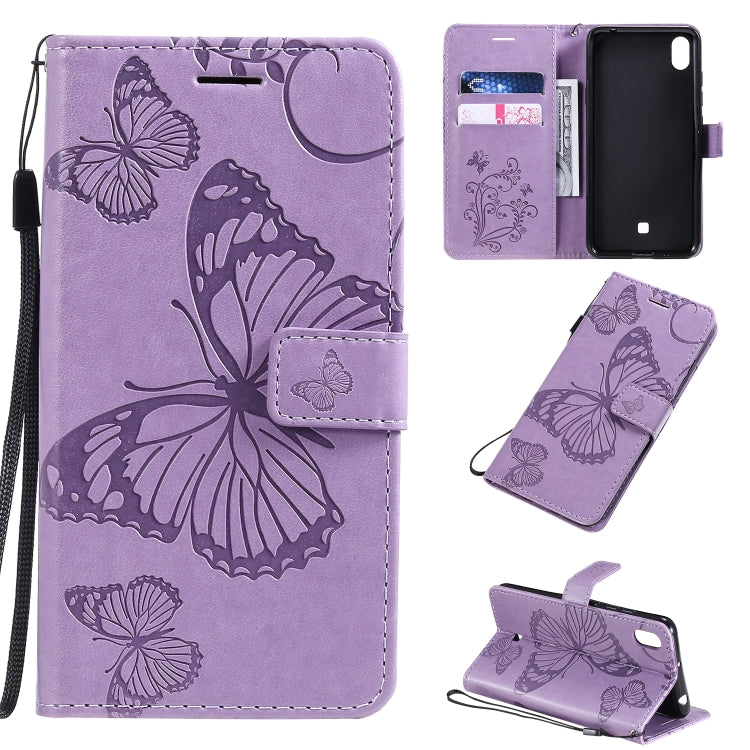 Pressed Printing Butterfly Pattern Horizontal Flip PU Leather Case with Holder & Card Slots & Wallet & Lanyard, For LG K20, For LG K30, For LG K40s
