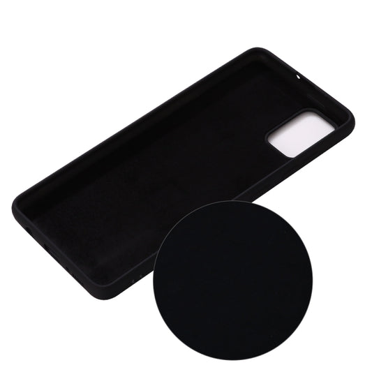 Galaxy A71 phone case back view showing smooth liquid silicone material and grip texture