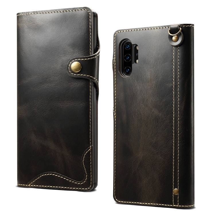 Denior Oil Wax Cowhide Magnetic Button Horizontal Flip Leather Case with Card Slots & Wallet, For Galaxy Note 10 Plus, For iPhone 11, For iPhone 11 Pro, For iPhone 11 Pro Max