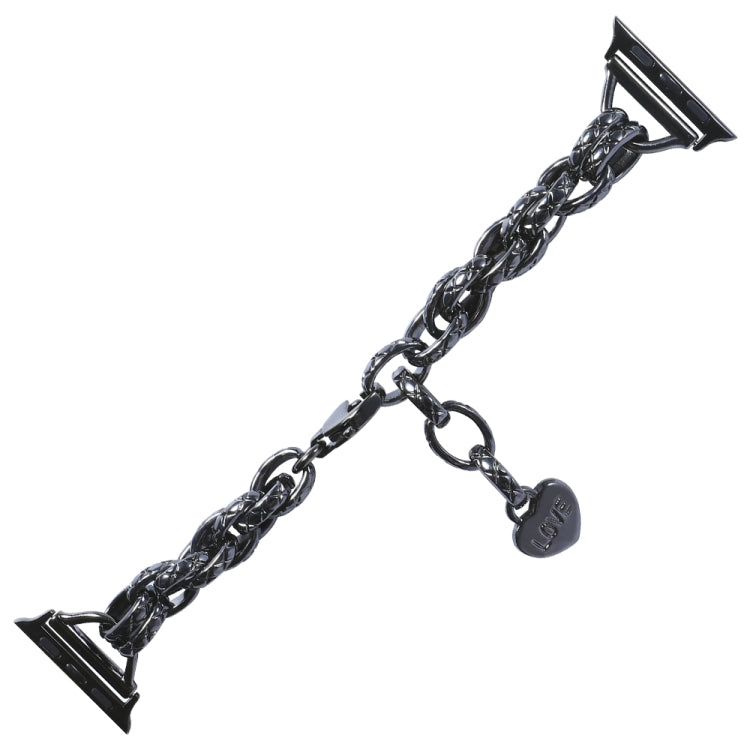 Stainless Steel Heart Pendant Watchband For Apple Watch Series, 7 41mm / 6&SE&5&4 40mm / 3&2&1 38mm, 7 45mm / 6&SE&5&4 44mm / 3&2&1 42mm