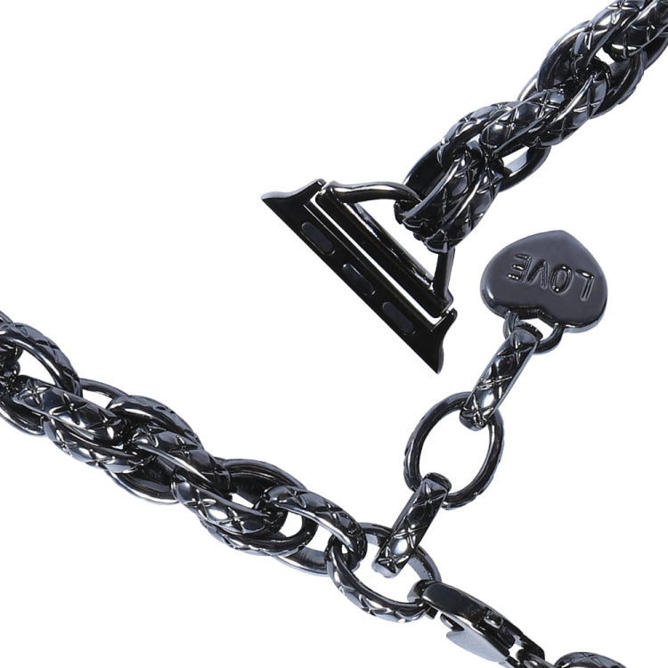 Stainless Steel Heart Pendant Watchband For Apple Watch Series, 7 41mm / 6&SE&5&4 40mm / 3&2&1 38mm, 7 45mm / 6&SE&5&4 44mm / 3&2&1 42mm