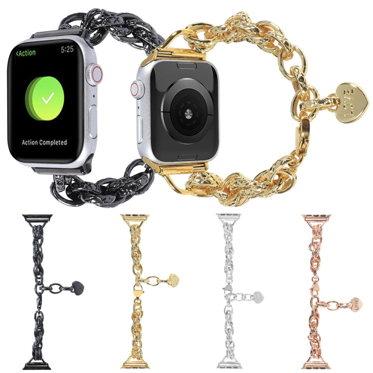 Stainless Steel Heart Pendant Watchband For Apple Watch Series, 7 41mm / 6&SE&5&4 40mm / 3&2&1 38mm, 7 45mm / 6&SE&5&4 44mm / 3&2&1 42mm