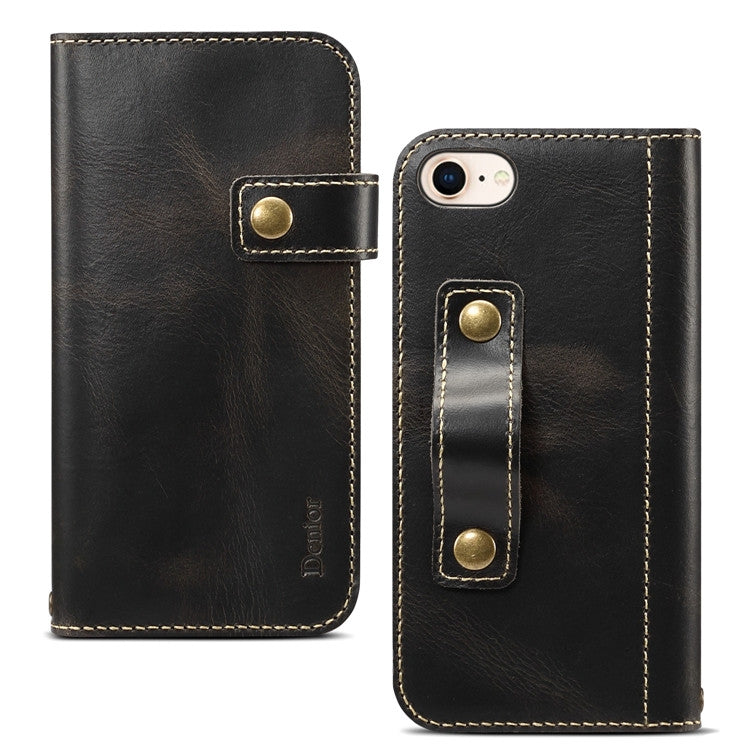 Denior Oil Wax Cowhide DK Magnetic Button Horizontal Flip Leather Case with Holder & Card Slots & Wallet, Series 2