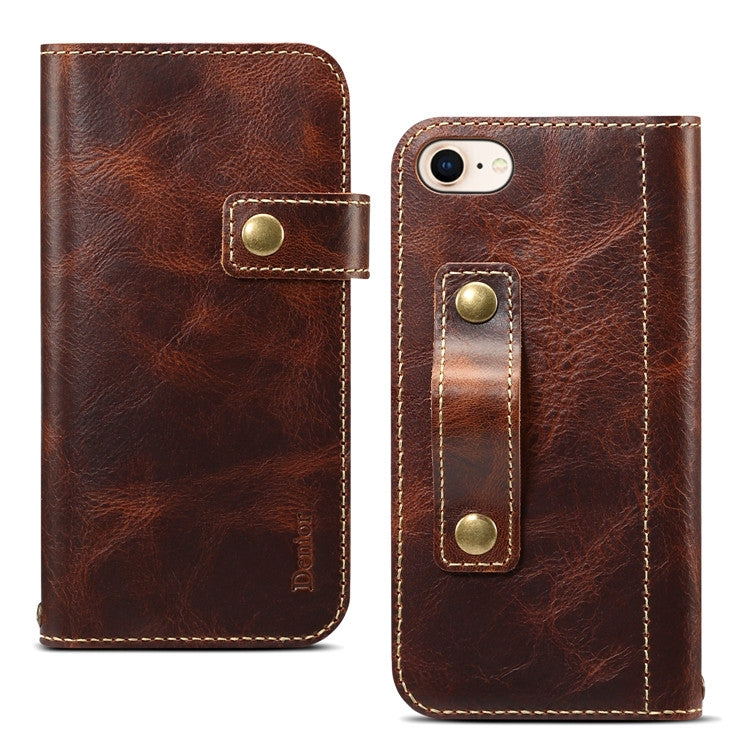 Denior Oil Wax Cowhide DK Magnetic Button Horizontal Flip Leather Case with Holder & Card Slots & Wallet, Series 2