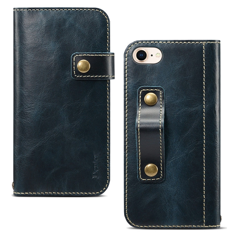 Denior Oil Wax Cowhide DK Magnetic Button Horizontal Flip Leather Case with Holder & Card Slots & Wallet, Series 2