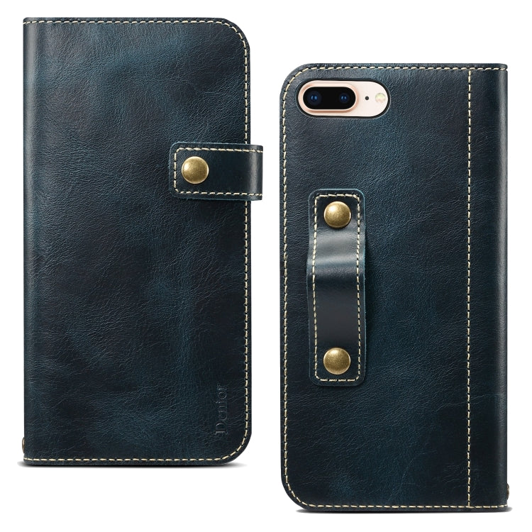 Denior Oil Wax Cowhide DK Magnetic Button Horizontal Flip Leather Case with Holder & Card Slots & Wallet, Series 2