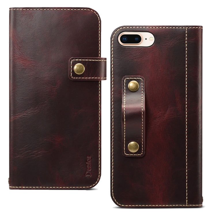 Denior Oil Wax Cowhide DK Magnetic Button Horizontal Flip Leather Case with Holder & Card Slots & Wallet, Series 2