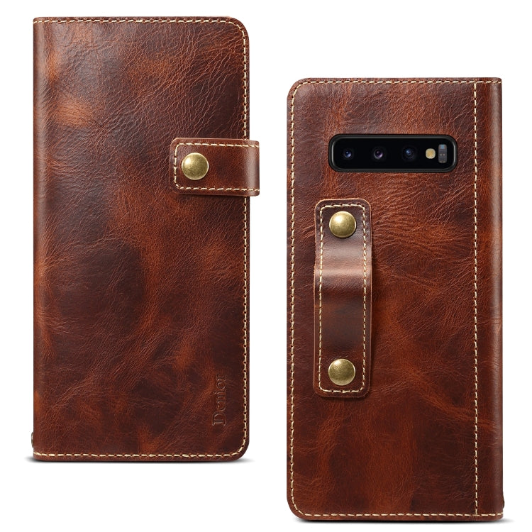 Denior Oil Wax Cowhide DK Magnetic Button Horizontal Flip Leather Case with Holder & Card Slots & Wallet, Series 2