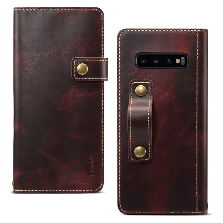 Denior Oil Wax Cowhide DK Magnetic Button Horizontal Flip Leather Case with Holder & Card Slots & Wallet, Series 2