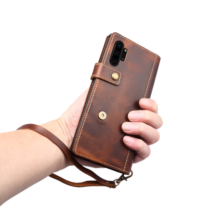 Denior Oil Wax Cowhide DK Magnetic Button Horizontal Flip Leather Case with Holder & Card Slots & Wallet, Series 2