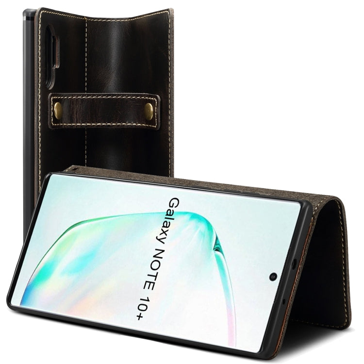 Denior Oil Wax Cowhide DK Magnetic Button Horizontal Flip Leather Case with Holder & Card Slots & Wallet, Series 2