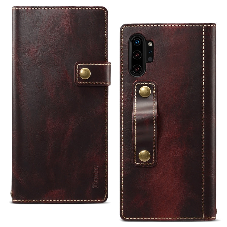Denior Oil Wax Cowhide DK Magnetic Button Horizontal Flip Leather Case with Holder & Card Slots & Wallet, Series 2