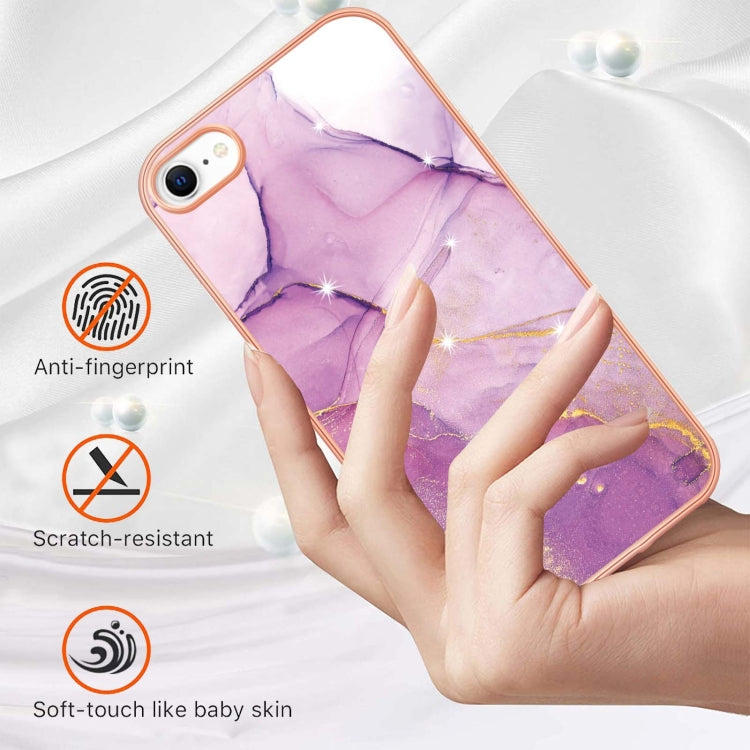 Electroplating Marble Pattern Dual-side IMD TPU Shockproof Phone Case, For iPhone SE 2022 / SE 2020 / 8 / 7