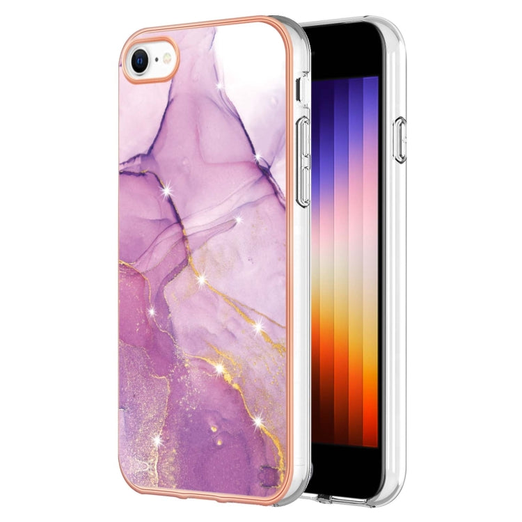 Electroplating Marble Pattern Dual-side IMD TPU Shockproof Phone Case, For iPhone SE 2022 / SE 2020 / 8 / 7