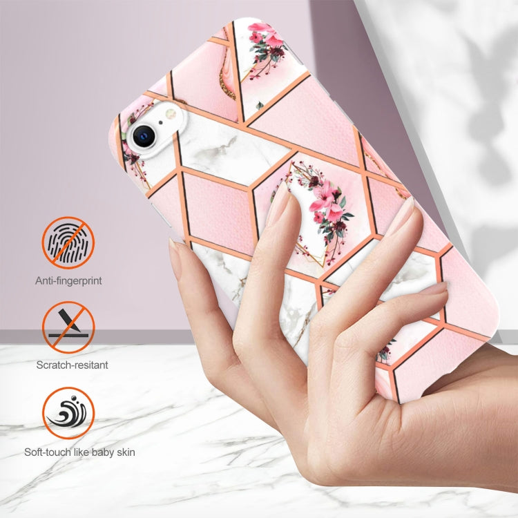Electroplating Splicing Marble Flower Pattern TPU Shockproof Phone Case, For iPhone SE 2022 / SE 2020 / 8 / 7