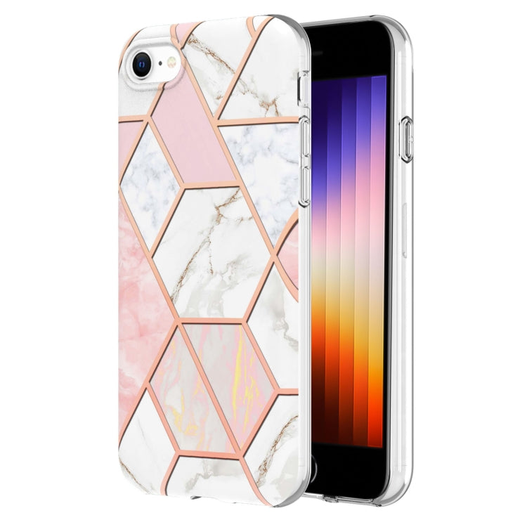 Electroplating Splicing Marble Flower Pattern Dual-side IMD TPU Shockproof Phone Case, For iPhone SE 2022 / SE 2020 / 8 / 7