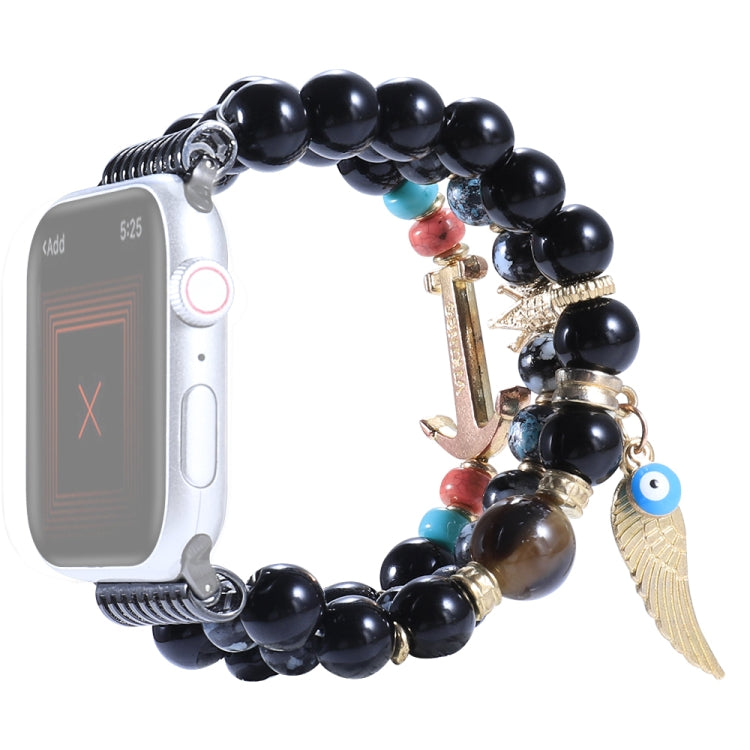 Beaded Crown Anchor Watchband For Apple Watch Series, 7 41mm / 6&SE&5&4 40mm / 3&2&1 38mm, 7 45mm / 6&SE&5&4 44mm / 3&2&1 42mm