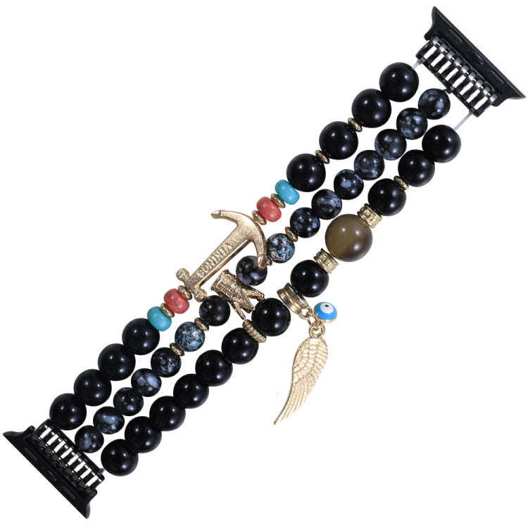 Beaded Crown Anchor Watchband For Apple Watch Series, 7 41mm / 6&SE&5&4 40mm / 3&2&1 38mm, 7 45mm / 6&SE&5&4 44mm / 3&2&1 42mm