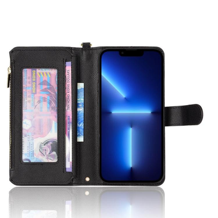 Litchi Texture Zipper Leather Phone Case, For iPhone 13 Pro Max