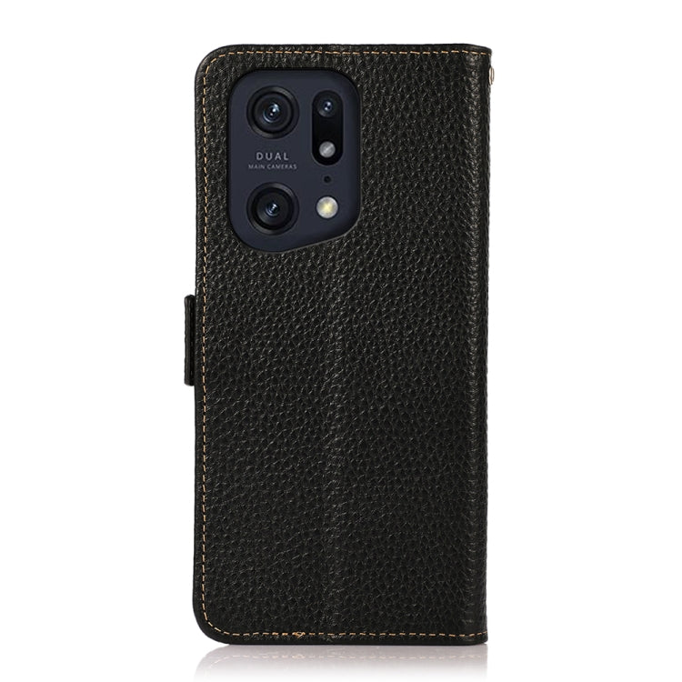 KHAZNEH Side-Magnetic Litchi Genuine Leather RFID Phone Case