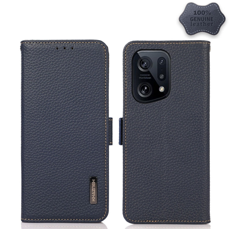 KHAZNEH Side-Magnetic Litchi Genuine Leather RFID Phone Case