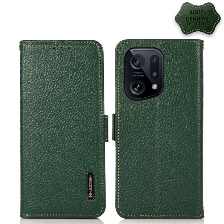 KHAZNEH Side-Magnetic Litchi Genuine Leather RFID Phone Case
