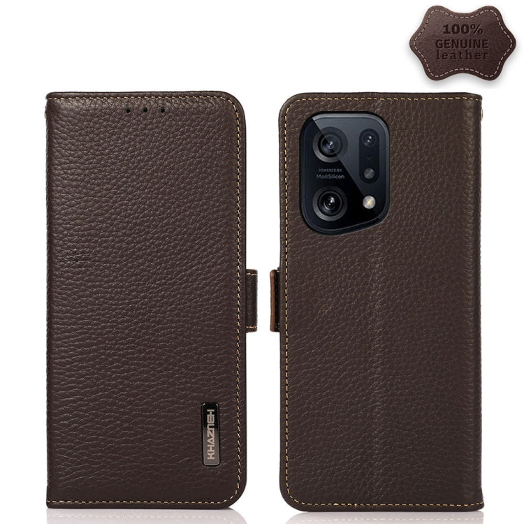 KHAZNEH Side-Magnetic Litchi Genuine Leather RFID Phone Case