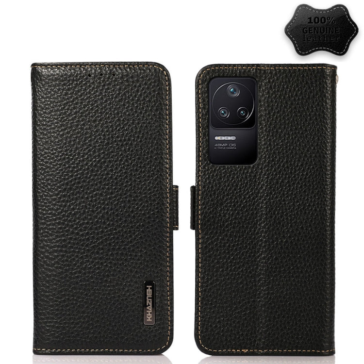 KHAZNEH Side-Magnetic Litchi Genuine Leather RFID Phone Case