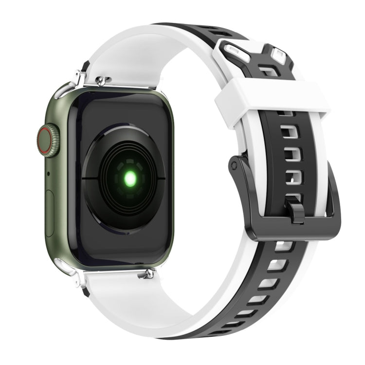 Two-Color Silicone Watchband For Apple Watch Series, 7 41mm / 6&SE&5&4 40mm / 3&2&1 38mm, 7 45mm / 6&SE&5&4 44mm / 3&2&1 42mm