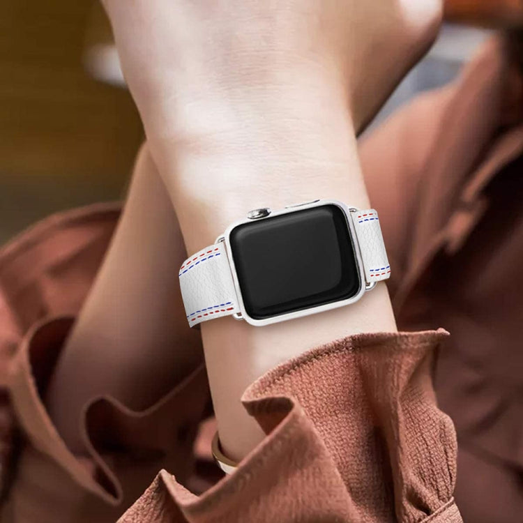 Three-line Leather Watchband For Apple Watch Series, 7 41mm / 6&SE&5&4 40mm / 3&2&1 38mm, 7 45mm / 6&SE&5&4 44mm / 3&2&1 42mm