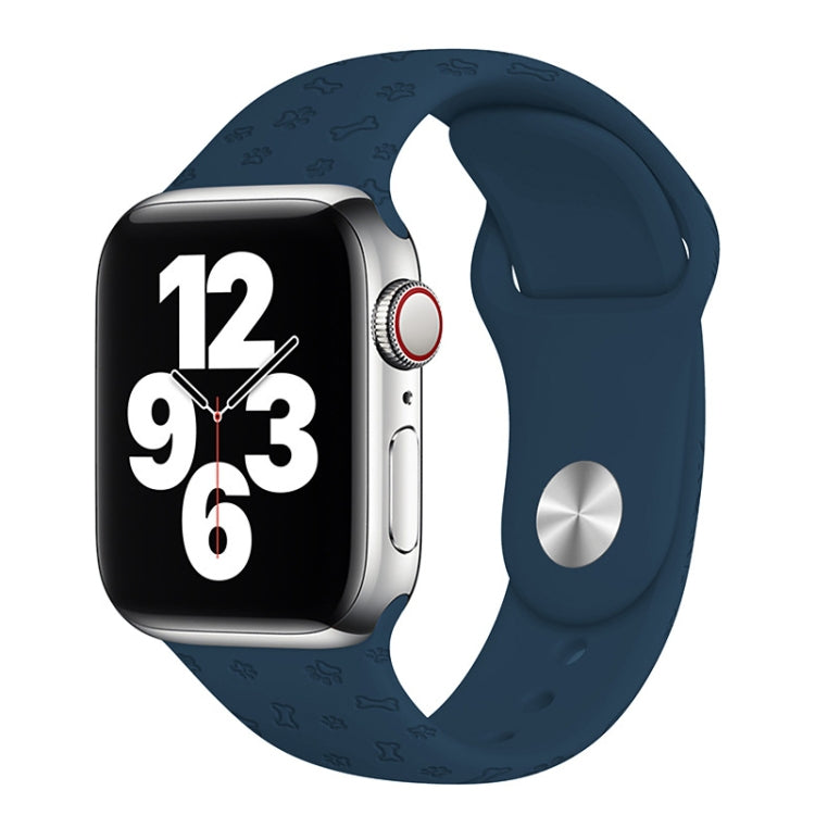 Dog Paw Embossing Silicone Watchband For Apple Watch Series, 7 41mm / 6&SE&5&4 40mm / 3&2&1 38mm, 7 45mm / 6&SE&5&4 44mm / 3&2&1 42mm