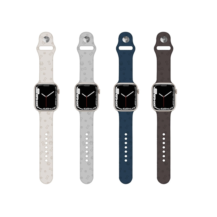 Dog Paw Embossing Silicone Watchband For Apple Watch Series, 7 41mm / 6&SE&5&4 40mm / 3&2&1 38mm, 7 45mm / 6&SE&5&4 44mm / 3&2&1 42mm