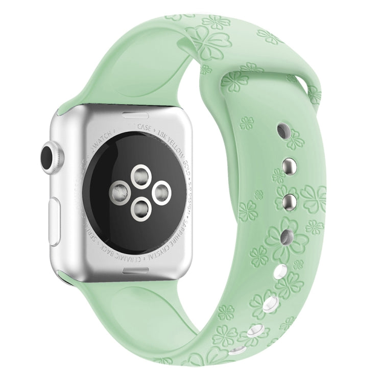Four-leaf Clover Embossing Silicone Watchband For Apple Watch Series, 7 41mm / 6&SE&5&4 40mm / 3&2&1 38mm, 7 45mm / 6&SE&5&4 44mm / 3&2&1 42mm