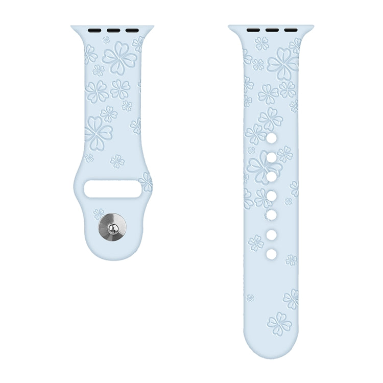 Four-leaf Clover Embossing Silicone Watchband For Apple Watch Series, 7 41mm / 6&SE&5&4 40mm / 3&2&1 38mm, 7 45mm / 6&SE&5&4 44mm / 3&2&1 42mm