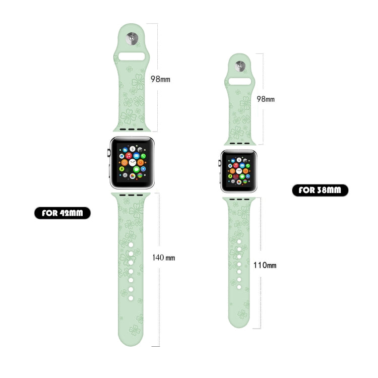 Four-leaf Clover Embossing Silicone Watchband For Apple Watch Series, 7 41mm / 6&SE&5&4 40mm / 3&2&1 38mm, 7 45mm / 6&SE&5&4 44mm / 3&2&1 42mm