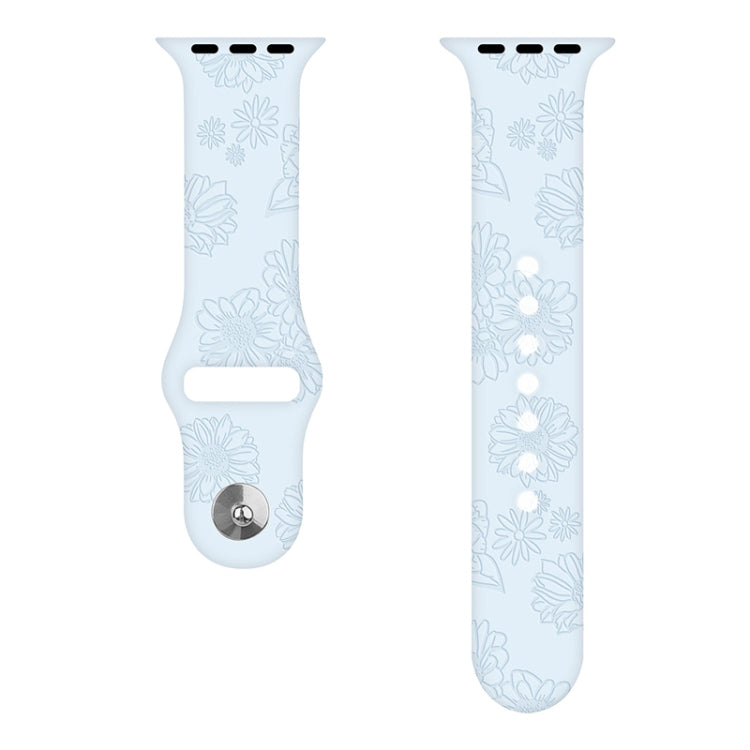 Sunflower Embossing Silicone Watchband For Apple Watch Series, 7 41mm / 6&SE&5&4 40mm / 3&2&1 38mm, 7 45mm / 6&SE&5&4 44mm / 3&2&1 42mm