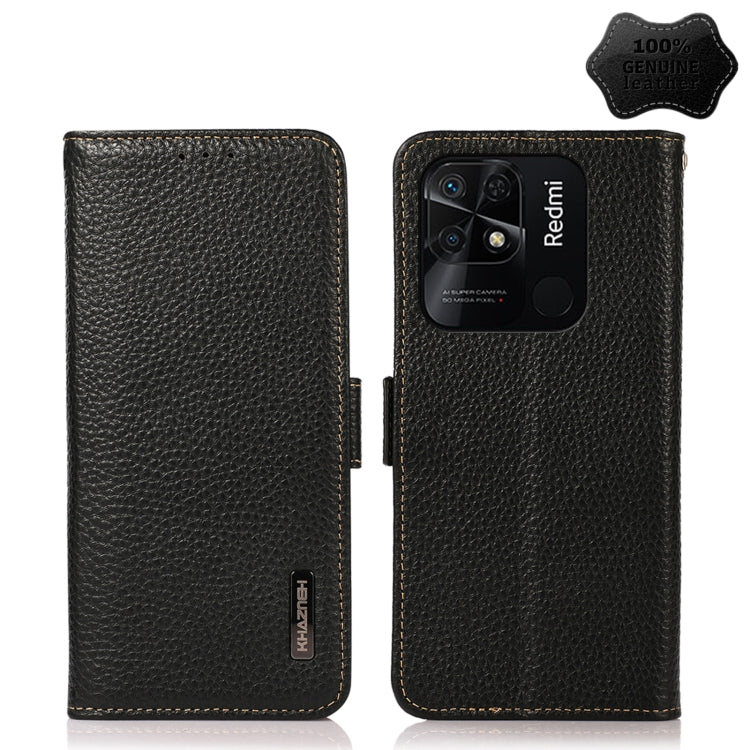 KHAZNEH Side-Magnetic Litchi Genuine Leather RFID Phone Case