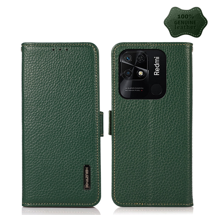 KHAZNEH Side-Magnetic Litchi Genuine Leather RFID Phone Case