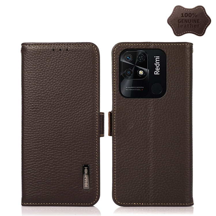 KHAZNEH Side-Magnetic Litchi Genuine Leather RFID Phone Case